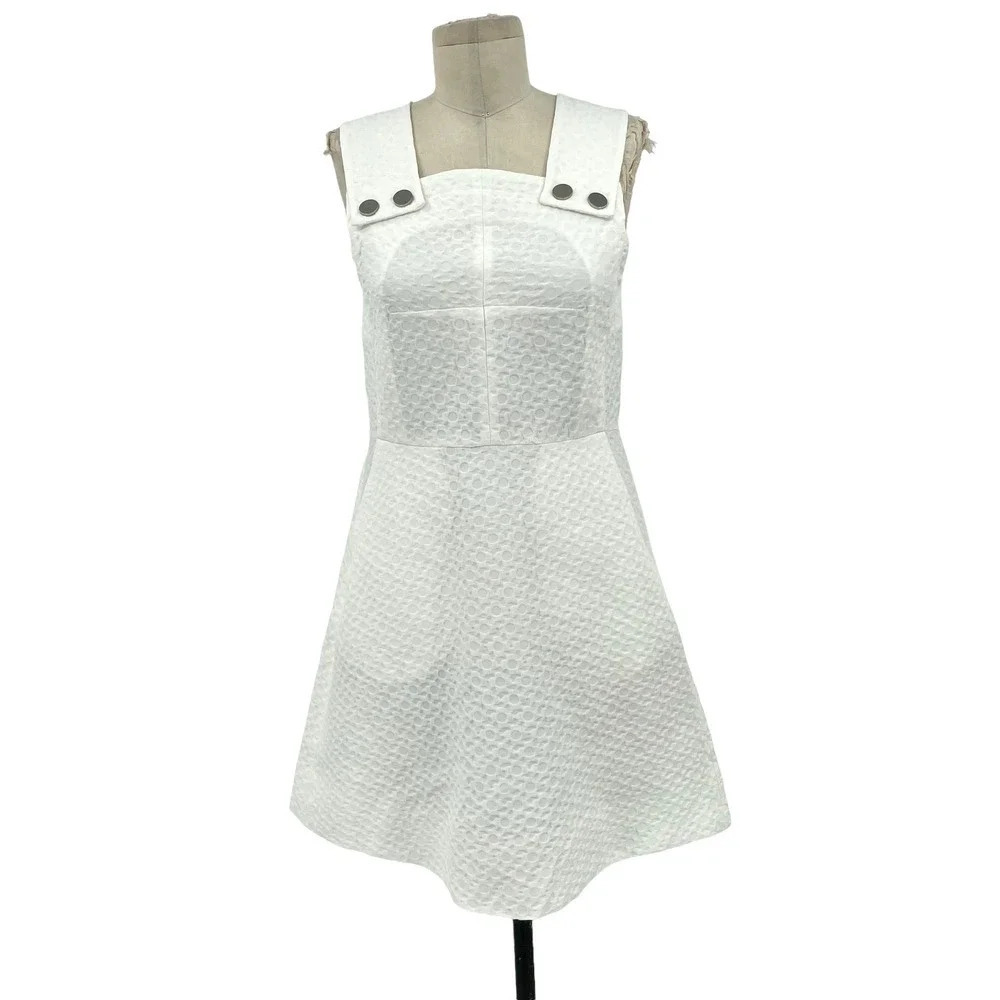 Orla Kiely White Sleeveless Textured‎ Fit & Flare Dress Size US 4